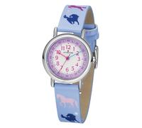 Atrium Reloj de pulsera analógico para niña de cuarzo, extraclaro, con correa de piel sintética, diseño de caballos, lila, A47-12, Color lila., Clásico