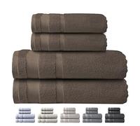 ATRIVM - Juego Toallas de Baño 4 Piezas 100% Algodón Zero Twist | Muy Suaves y Absorbentes de 600gr/m² | Incluye 2 Lavabo (50x100cm) + 2 Sábana/Baño Grande (100x150cm) | (Castaño)
