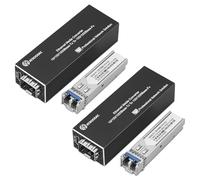Atroodac Un par de mini convertidores de medios de fibra Gigabit con 2 módulos transceptores dobles LC de 1,25 G hasta 20 km Plug and Play 10/100/1000Base-Tx RJ45 a 100/1000BASE-SX SFP ranura Ethernet