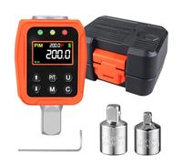 ATsafepro Adaptador de Par Digital 1/2'', Llave Dinamométrica Digital 10-200Nm, ±2% de Precisión con Pantalla LCD a Color y Zumbador, Adaptadores de 1/4" y 3/8" para Coche, Moto y Bicicleta