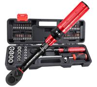 ATsafepro Llave Dinamométrica Kit 1/4" 3-25 Nm | 61 Pcs Destornilladores Magnéticos con Trinquete Reversible + Botón de Liberación Rápida | Profesional para Mantenimiento de Bicicletas, Autos, Motos