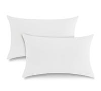 ATsense Funda de almohada doble de muselina de 40 x 80 cm, algodón, aspecto de lino, 2 unidades, certificado Öko-Tex, color blanco, con cremallera