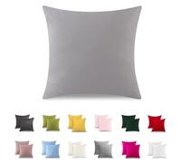 ATsense Juego de 2 fundas de almohada de 50 x 50 cm - 100% algodón, funda de almohada suave y hipoalergénica color gris claro, certificada por ÖkoTex, funda de almohada con cremallera adecuada para