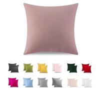 ATsense Juego de 2 fundas de almohada de 80 x 80 cm, 100 % algodón, color rosa con cremallera, muy suave, certificado ÖkoTex y aptas para alérgicos