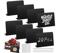 ATSGJLZN 20 Piezas Mini Pizarra Negra Pizarras Pequeñas con 2*Rotulador y 1*Paño de Limpieza, Pizarra Tiza para Decoración de Bodas Etiquetas de Precio Menú de Restaurante (10x7.5 cm)