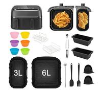 ATSGJLZN 23 accesorios de airfryer para Philips Airfryer Dual Basket 3000 Series NA350, molde de silicona para freidora de aire caliente, molde de pan, rejilla, pinzas de cocina, pinzas de silicona