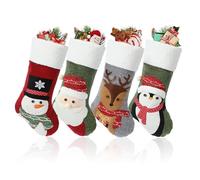 ATSGJLZN Calcetín de Papá Noel, 4 calcetines, 49 x 25 cm, botas de Nnikolausstiefel con 3D Christmas Decorations Navidad calcetines para colgar y rellenar decoración navideña