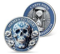 AtSKnSK Memento Mori Moneda Carpe Diem Moneda de Calavera Desafío Moneda Regalos con Tema Estoico Medallón Estoico Conmemorativo Moneda Regalos Moneda Recordatorio Moneda para el diario