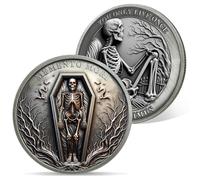 AtSKnSK Memento Mori Moneda Man vive solo una vez Calavera Moneda Desafío Moneda Regalo Genial con Tema Estoico Medallón Chip Regalo Estoico Regalo para Mujeres Hombres
