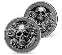 AtSKnSK Memento Mori Moneda Memento Vivere Moneda Carpe Diem Monedas Calavera Desafío Moneda Moneda Genial Estoicismo Regalos Medallón Estoico Conmemorativo Moneda Marca de recuerdo para el diario