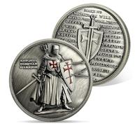 AtSKnSK Moneda de desafío templario Caballero de pie Moneda religiosa Cruz Roja Guerrero Token Medallón cristiano de Cristo Cruz Roja Regalos conmemorativos para hombres y mujeres