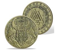AtSKnSK Moneda de Odin Vikingo Valknut moneda vikingo Odin nudo desafío moneda regalo vikingo lobo chip medallón mitología nórdica amuleto para hombres (Odin Coin)