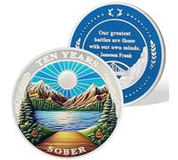 AtSKnSK Moneda de sobriedad de 10 a 10 años de sobriedad renacer HA NA AA para adictos a la recuperación de fichas medallones narcóticos anónimos alcohólicos regalos para hombres y mujeres (10 años)