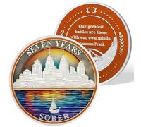 AtSKnSK Moneda de sobriedad de 7 años de 1 a 10 años de sobriedad moneda renacer HA NA AA Fichas de recuperación Fichas Medallones Narcóticos Alcohólicos Anónimos Regalos para Hombres y Mujeres (7