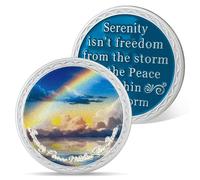 AtSKnSK Moneda de sobriedad serenidad paz en la tormenta arco iris AA medallón anónimo Alcohólicos Chip Recuperación Regalos (Serenity Peace Within the Storm Sobriety Coin)