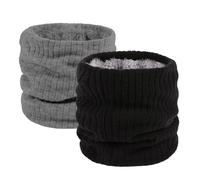 ATSNOSH 2 Piezas Braga para Cuello Invierno para Hombre Mujer, Bufanda Tubular, Bufanda Invierno, Engrosado Calentador de Cuello Térmica, Braga Cuello Moto Elasticidad Multifunción (Negro + Gris)