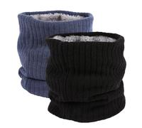 ATSNOSH 2 Piezas Braga para Cuello Invierno para Hombre Mujer, Elasticidad Bufanda Tubular, Bufanda Invierno, Engrosado Calentador de Cuello Térmica, Braga Cuello Moto Multifunción (negro+azul marino)
