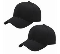 ATSNOSH 2 Piezas Gorra de Béisbol para Mujer/Hombre, Gorro Deportivo, Ajustable Sombrero para el Sol de Verano Estilo Deportes Clásicos Gorra con Visera, Sombrero Exterior, Negro, Talla única