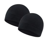 ATSNOSH 2 Piezas Gorra de Running para Hombres y Mujeres, Negro, Cálido Gorra de Ciclismo de Polar, Gorro Slouch Beanie, Invierno Beanie de Punto, (FR/ES, Letras, Talla única, 2 Piezas)