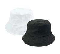ATSNOSH 2 Piezas Sombrero de Pescador, Sombrero de Sol para Hombre Mujer, Gorro Safari, Gorra de Sol de Jungla, Protección UV, Plegable, 55-58cm (Talla única, Negro + Blanco)