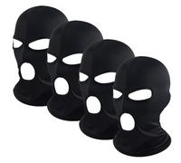 ATSNOSH 4 Piezas Pasamontañas de 3 Agujeros, Máscara de Esquí para Hombre Mujer, Bufanda de Esquí para Motocicleta, Negro Máscara Facial Completa Balaclavas (FR/ES, Letras, Talla única, 4 Piezas)