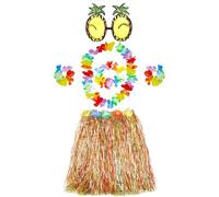 ATSNOSH 6 Piezas Disfraz Hawaiano, Conjunto de Guirnalda Hawaiana con Hawaiian Grass Hula Collar Guirnalda Hawaiana Diademas, para Playa Fiestas Temáticas Fiesta Carnaval (A)