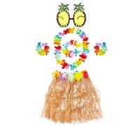 ATSNOSH 6 Piezas Disfraz Hawaiano, Conjunto de Guirnalda Hawaiana con Hawaiian Grass Hula Collar Guirnalda Hawaiana Diademas, para Playa Fiestas Temáticas Fiesta Carnaval (B)