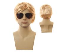 ATSNOSH Peluca Hombre, Peluca Rubia Corta, Rockero Punk Disco, Peluca Pelo Sintético, Cosplay Fiesta Carnaval Halloween