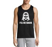 Atspauda Camiseta sin mangas de algodón para hombre, diseño con texto en inglés "I'll Be Back", color negro, Negro, L