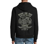 Atspauda Ride Or Die Ride Fast Die Last - Sudadera con capucha de mezcla de algodón con cremallera y capucha para motocicleta de Los Ángeles, California, color negro, Negro, L