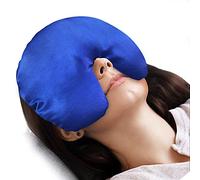 Atsuwell Máscara para sinusitis, máscara de compresión fría y cálida para ojos secos, almohada de ojos ponderada para microondas, almohadilla térmica facial para calmar la presión sinusal y relajación