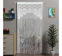 Atsweetlife Cortina de encaje de macramé para puerta, cortinas bohemias para ventana, pared, armario, dormitorio, cocina, paneles colgantes hippie, divisor de habitación para niñas y niños (blanco, 39