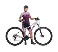 ATTABO Alpe 2.0 Bicicleta de montaña para Mujer, 15 Pulgadas, Marco de Aluminio Ligero 6061, SR Suntour XCE Horquilla de 28 mm/100 mm, Shimano 3 × 8 (24 velocidades), Frenos de Disco TEKTRO