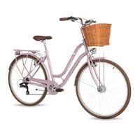 ATTABO City - Bicicleta de Ciudad Juvenil de 26", Cuadro de 16,5", Ruedas de 26", con Cesta, Guardabarros, portaequipajes y luz LED