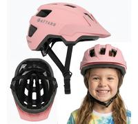 ATTABO Khola - Casco de Bicicleta para niños de 51 a 55 cm, Ligero, con Carcasa de policarbonato y EPS de 250 g, 15 ventilaciones, Visera, para Ciudad y Terreno (Rosa)