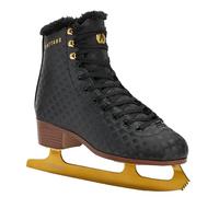 ATTABO Lukso - Patines de Hielo para Mujer, de Acero Inoxidable, con Acolchado Interior cálido, Soporte para Tobillo, Cordones para Entrenamiento y Tiempo Libre, Negro, 42 EU