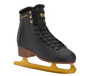 ATTABO Lukso - Patines de Patinaje Artificial para Mujer, Color Negro, de Acero Inoxidable, Botas clásicas, Forro cálido Interior, Soporte Alto para el Tobillo, Cordones para Entrenamiento y Ocio
