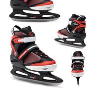 ATTABO Patines Ajustables para Niños y Adolescentes Tallas 36-41 EU (Ajuste de 5 Niveles) | Patines Cómodos y Calientes para Hockey sobre Hielo | Cuchillas de Acero Inoxidable, Negro/Rojo