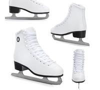 ATTABO Patines Artísticos de Hielo para Mujeres 41 EU Hoja de Acero Inoxidable Cordones Clásicos Ganchos Reforzados Forro de Piel Sintética Cómodos Color Blanco FS
