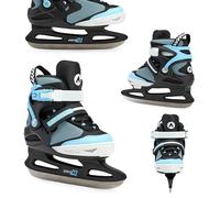 ATTABO Patines de Hielo Ajustables para niños Zolo en Azul, Talla 31-36, Patines de Hielo Ajustables para Principiantes, Cierre de y Cierre de Hebilla, Ajuste de Longitud Libre