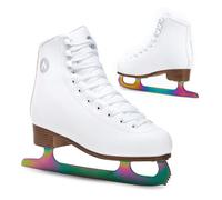 ATTABO Patines de Hielo Artísticos para Mujeres Lily Color Blanco Talla 37 EU Patines para Usuarios Intermedios Cierre de Cordones Soporte para Tobillo Cuchilla Duradera de Acero Inoxidable
