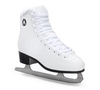 ATTABO Patines de Hielo para niños, Talla 34 UE, Patines de Acero Inoxidable, Cordones clásicos, Ganchos Reforzados, Forro de Piel sintética, cómodos, Color Blanco