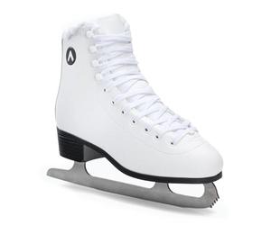ATTABO Patines de Hielo para niños, Talla 34 UE, Patines de Acero Inoxidable, Cordones clásicos, Ganchos Reforzados, Forro de Piel sintética, cómodos, Color Blanco
