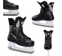 ATTABO Patines de Hockey para Hombres 44 EU Patines de Hielo con Construcción Monobloque Acolchados de Espuma Cálida Patines Hombres Cómodos Duraderos Estables Color Negro HS