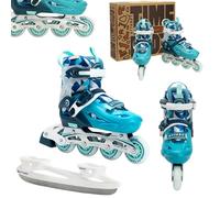 ATTABO Patines de Ruedas para niños Flashled - Ruedas LED Luminosas Ajustables, Certificado EN 13843, rodamientos de precisión ABEC-7, riel de Aluminio, Freno TPR, conversión de Patines en Patines