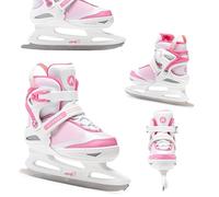 ATTABO Patines Recreativos para Niños con Ajuste de Talla en 5 Rangos de 26-31|31-36|36-41 EU | Cálidos Cómodos, para Aprender a Patinar, Hoja de Hockey de Acero Inoxidable | Color Rosa/Blanco