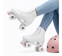 ATTABO Serena - Patines de ruedas para mujer en piel ecológica, rodamientos ABEC-3, marco de polipropileno y rueda de aluminio, ruedas de PU 82A de 54 x 32 mm, freno de TPU, cordones clásicos, seguros