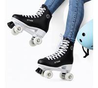 ATTABO Serena - Patines de ruedas para mujer en piel ecológica, rodamientos ABEC-3, marco de polipropileno y rueda de aluminio, ruedas de PU 82A de 54 x 32 mm, freno de TPU, cordones clásicos, seguros