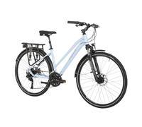 ATTABO Spate 2.0 Bicicleta de trekking para mujer, 28 pulgadas, 19 pulgadas, color blanco - Shimano CUES 2 x 9 & SR Suntour NEX 63 mm - con LED dinamo - portaequipajes y guardabarros - para uso diario
