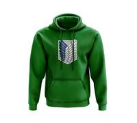 Attack on *** Guild Sheild Sudadera con capucha - Teen Dark Fantasy Anime Manga Japonés Comic Colossus Humanoid Giants Post-Apocalyptic Eren Jaeger Regalo, Green Prime, 12-14 Years